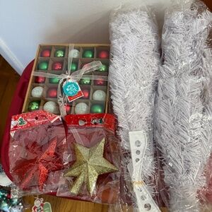 Mini Craft Christmas Tree Bundle – 2 White Trees + Ornaments + Toppers